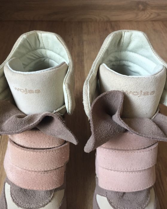 Sneakersy ze skóry na koturnie NOWE