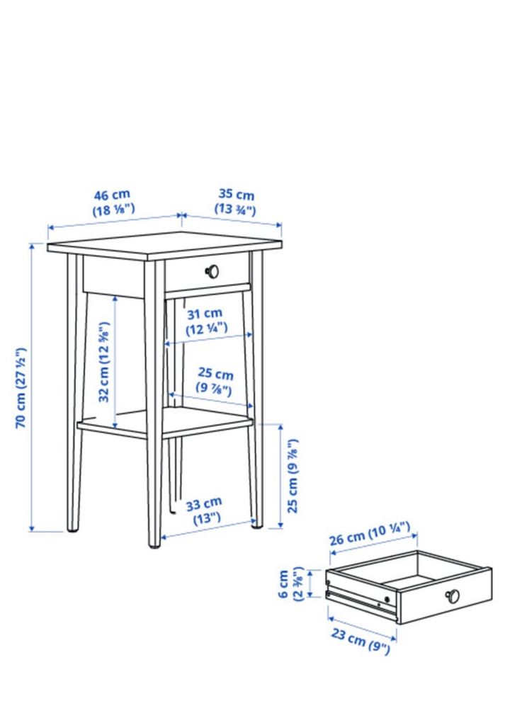 Conjunto de 02 mesas de cabeceiras HEMNES IKEA