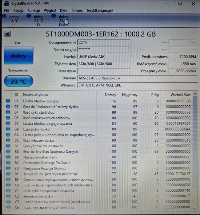 Dysk twardy Seagate 1tb SATA II 3,5"