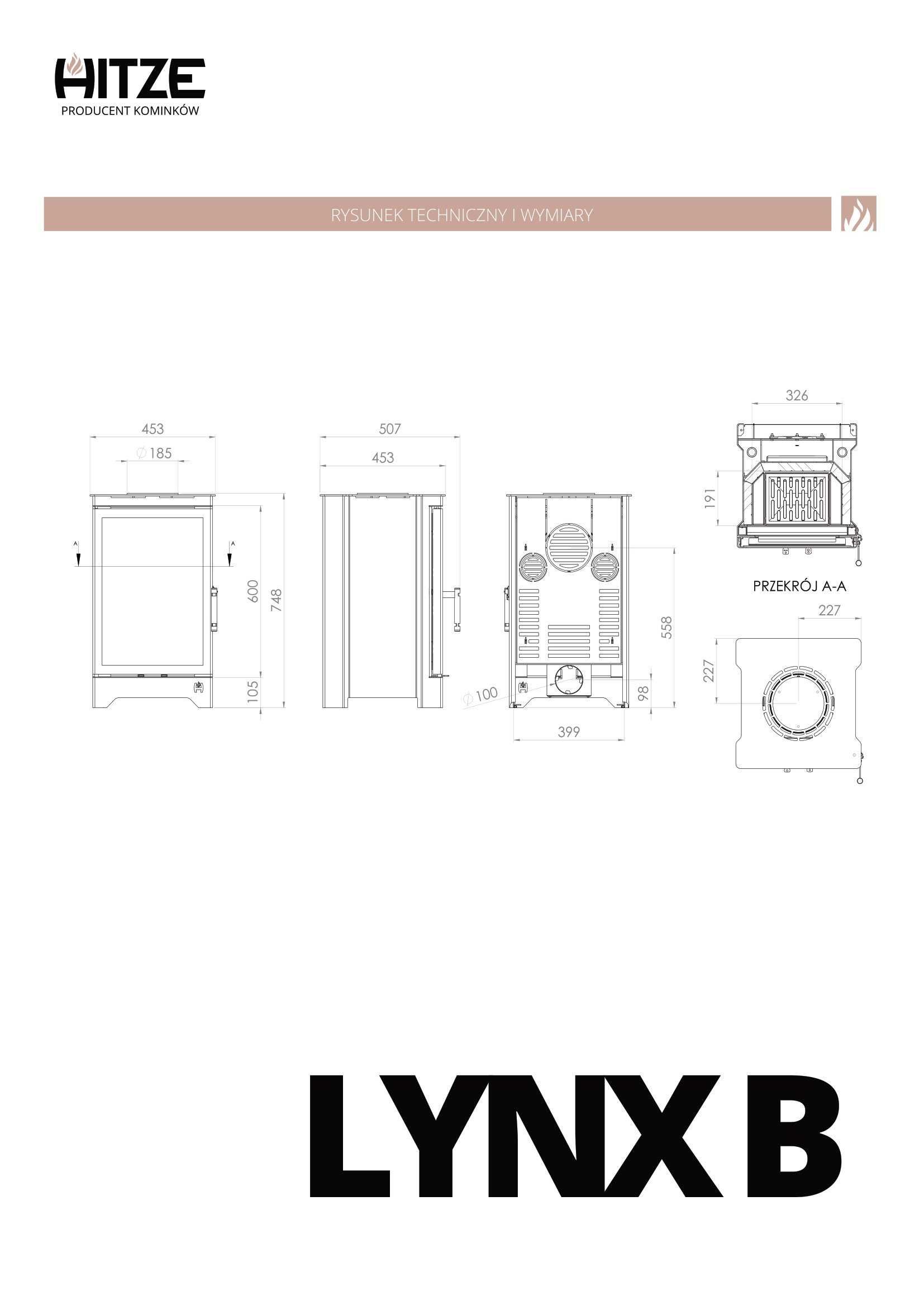 Kominek koza piec wolnostojący 6,5 kW Hitze LYNX B dostawa gratis