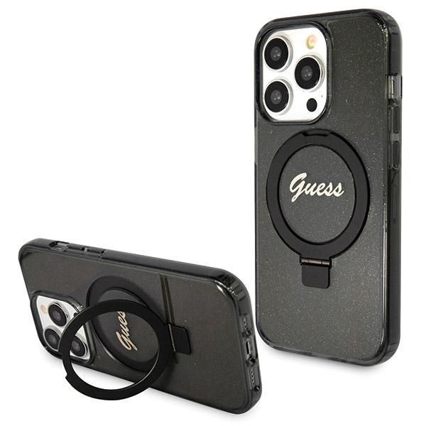 Guess Etui iPhone 14 Pro Max 6.7" - Czarny, MagSafe, Stojak