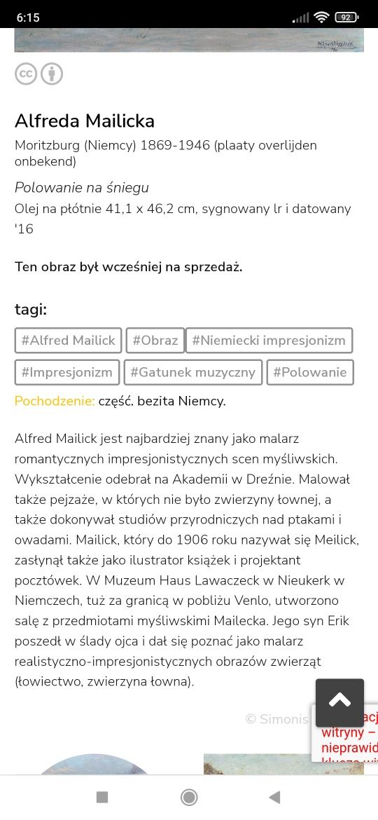 Alfred Mailik piękny orginalny obraz!