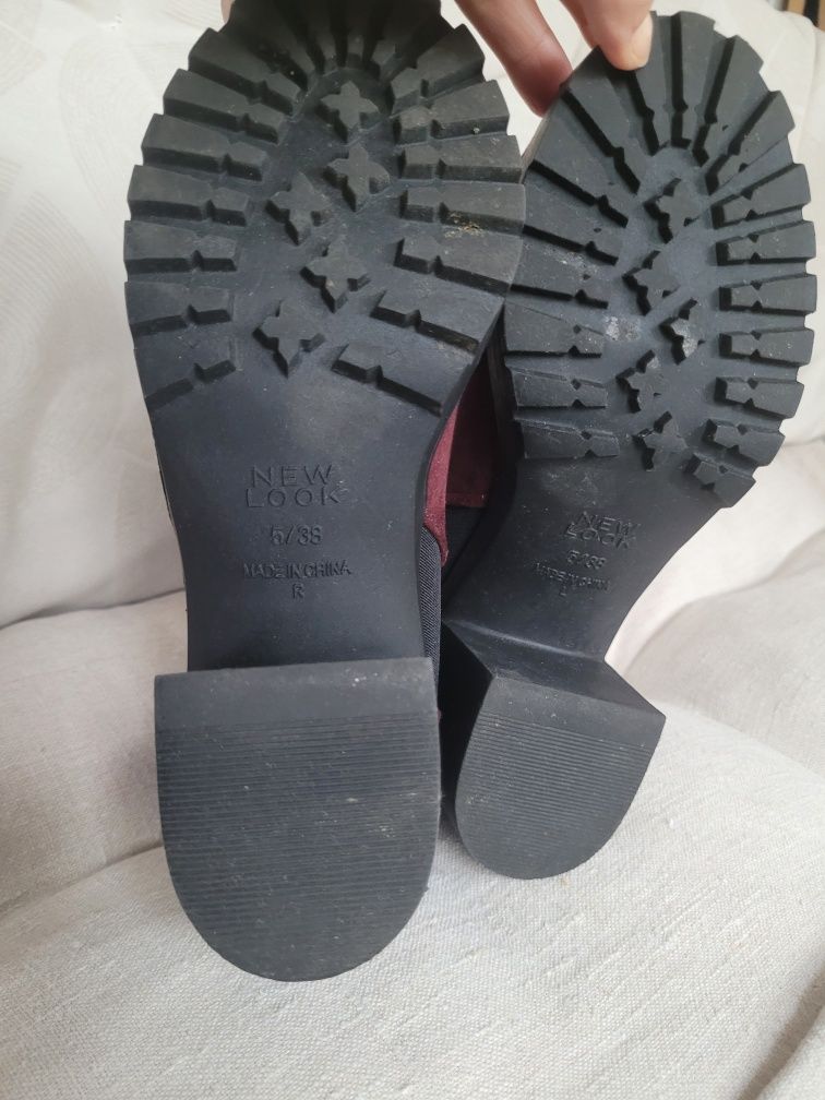 Botki traperki New Look Lasocki bordowe 38
