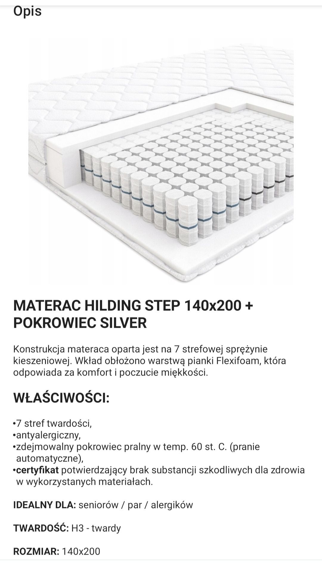 Materac HILDING STEP 140x200 cm