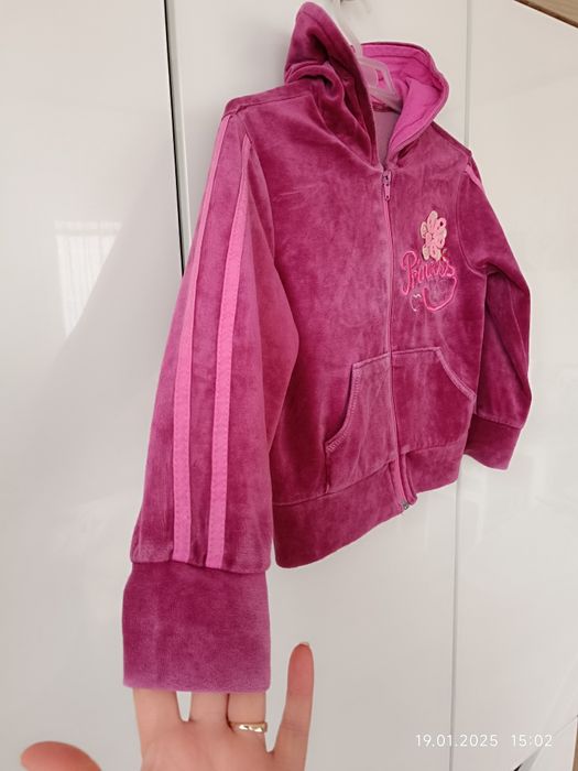 Welurowa bluza z kapturem r 110 dla dziewczynki