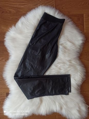 Czarne legginsy eko skóra skórzane damskie rozmiar L NOWE elastyczne