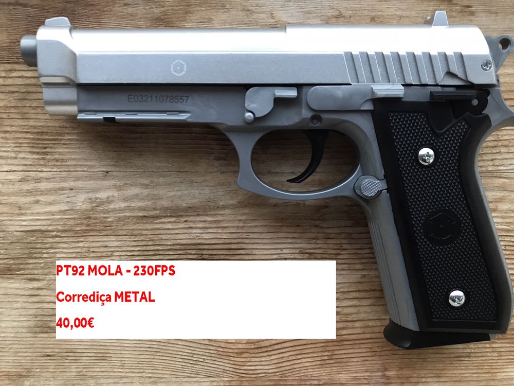 Pistola Airsoft MOLA Taurus PT92 + Walther PPQ + SigSauer SP2022 NOVA Corrediça METAL