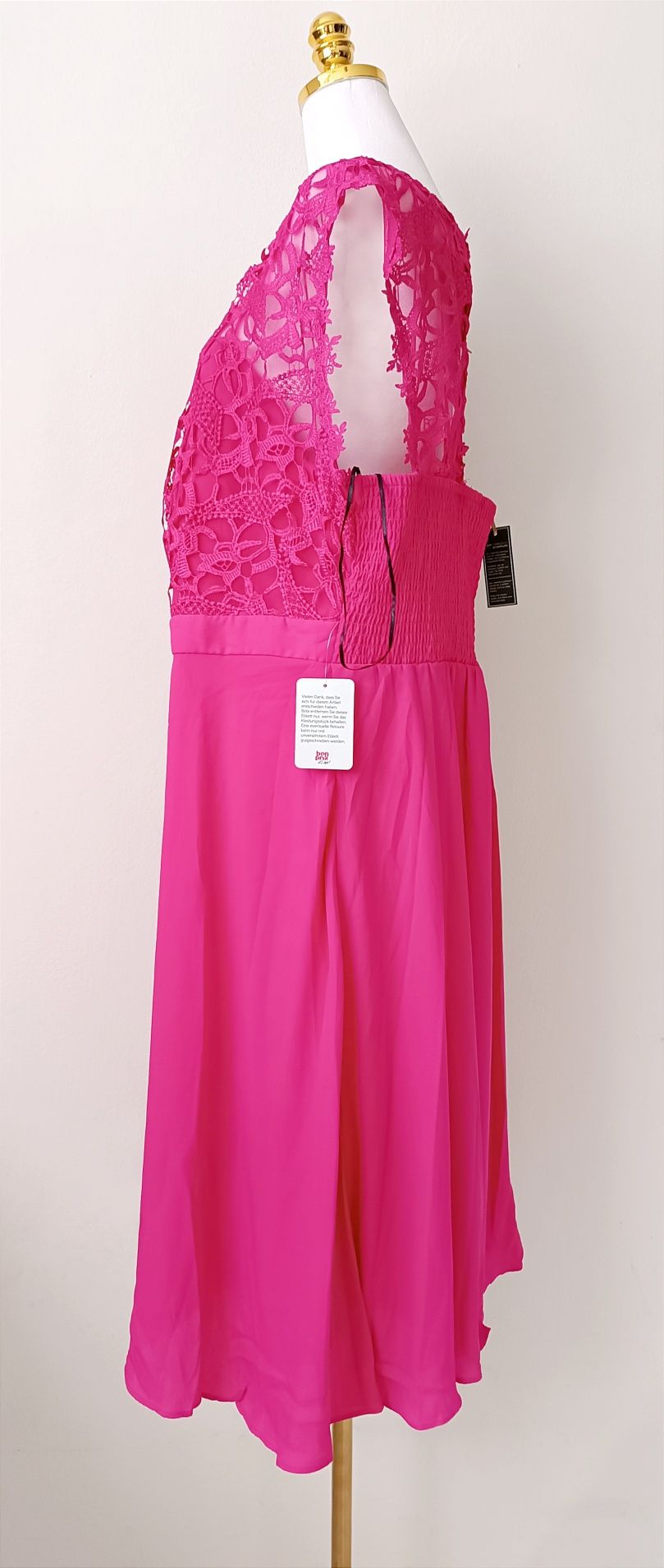 NOWA elegancka sukienka szyfon/gipiura r. 54 wesele , impreza