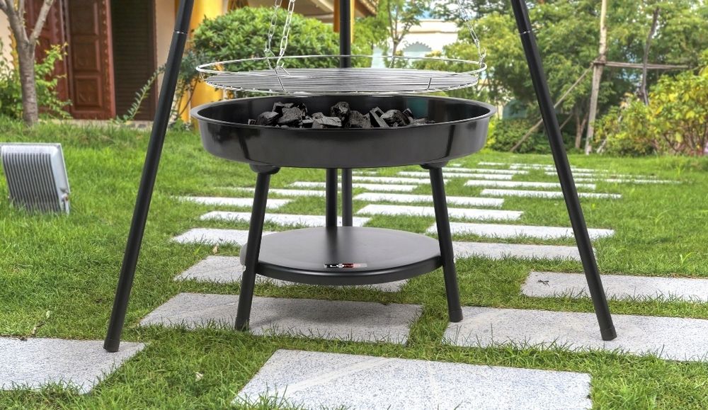 GRILL WISZĄCY ogrodowy palenisko trójnóg ognisko