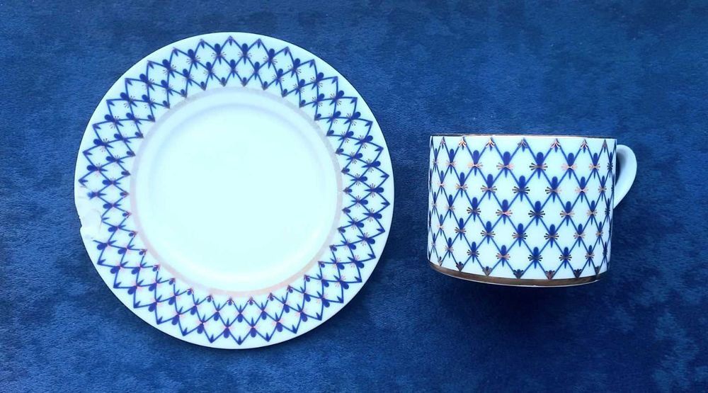 Чайная пара фарфор ЛФЗ кобальт сетка
