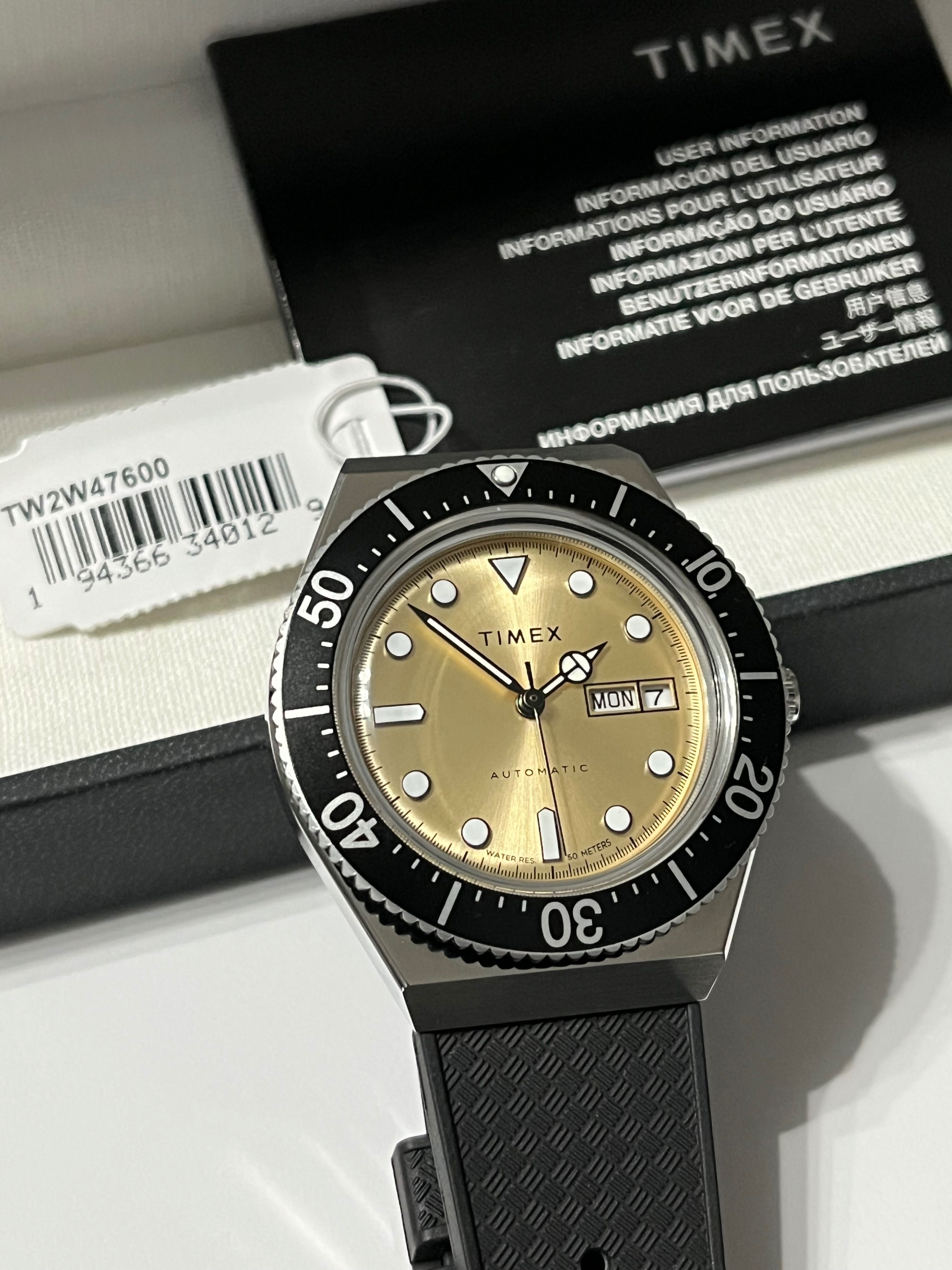 TIMEX M79 Automatic TW2W47600 zegarek męski retro automat Złota tarcza