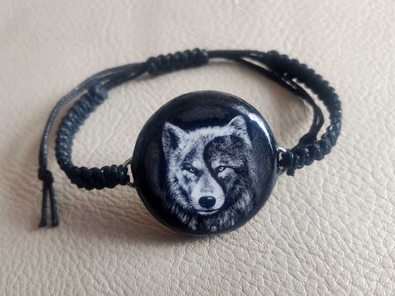 Bransoletka Wilk Wolf Yin Yang makrama -handmade-
