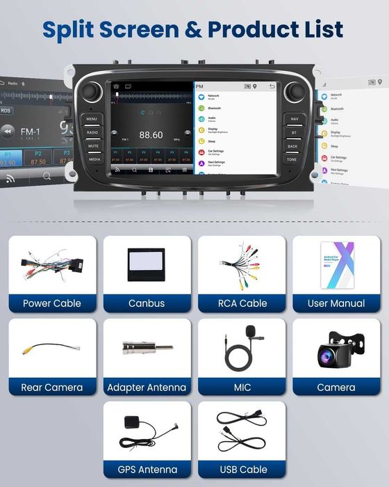 Carplay Hikity SH3AM5Hi Focus II mk2 Mondeo S-Max C-Max Galaxy Kuga