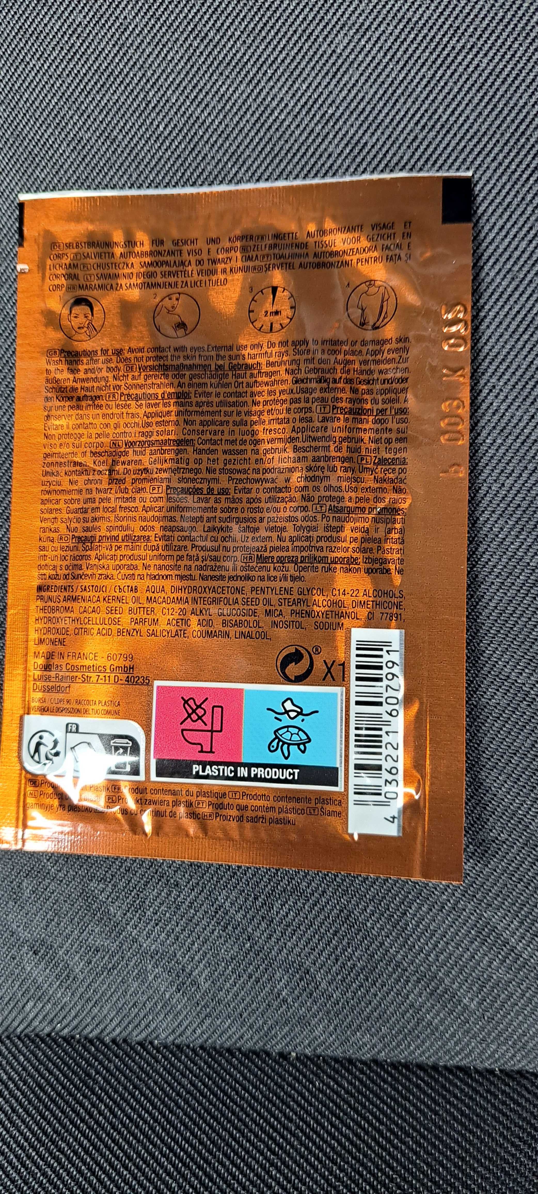 DOUGLAS SELF TANNING wipe chusteczka samoopalacz. Twarz i ciało 1 szt.