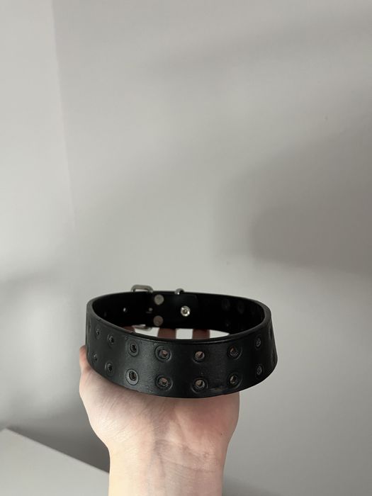 choker obroża skórzana emo ghotic y2k grunge alternative metalic opium