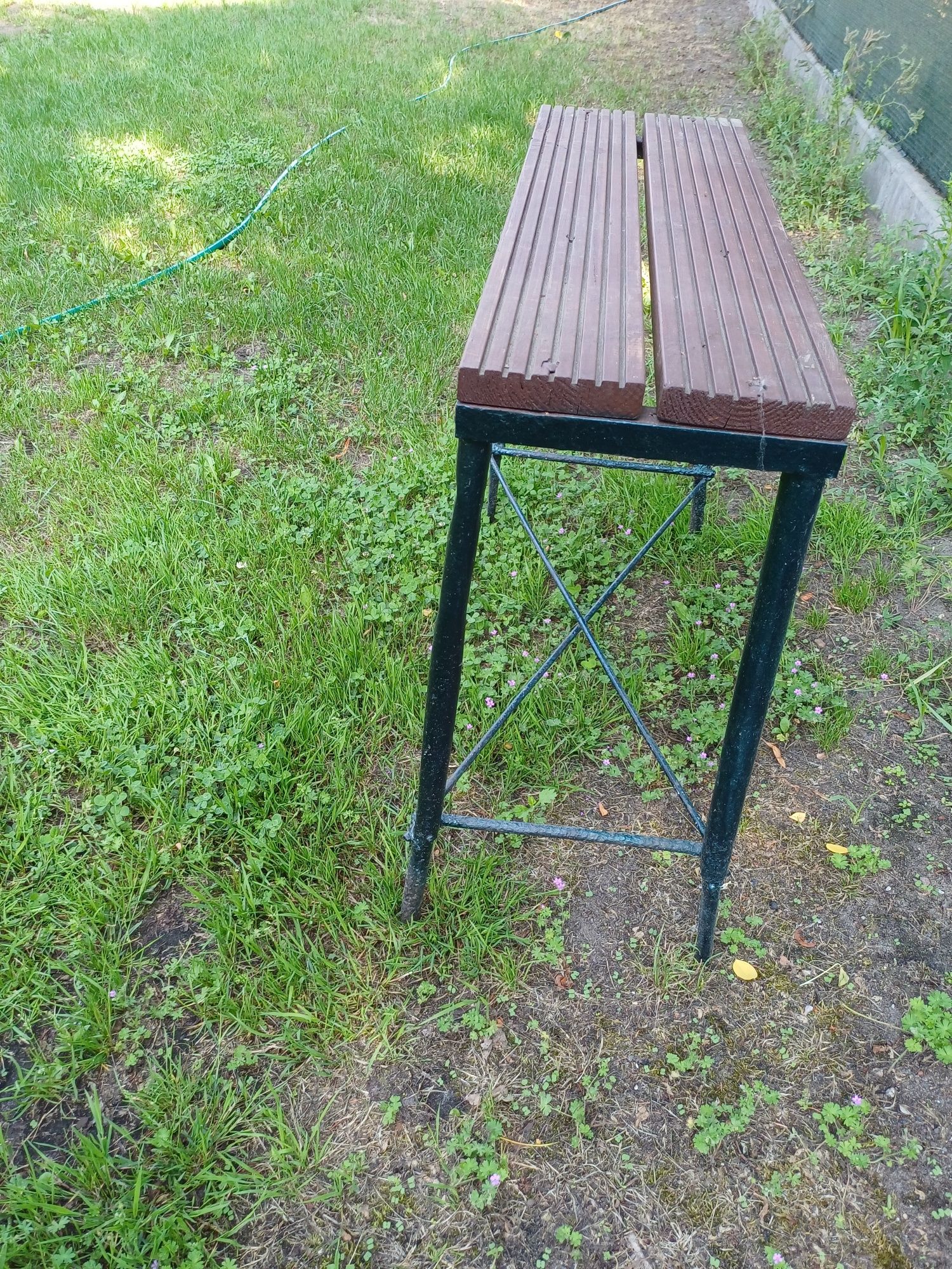 Ławeczka ławka metalowo drewniana