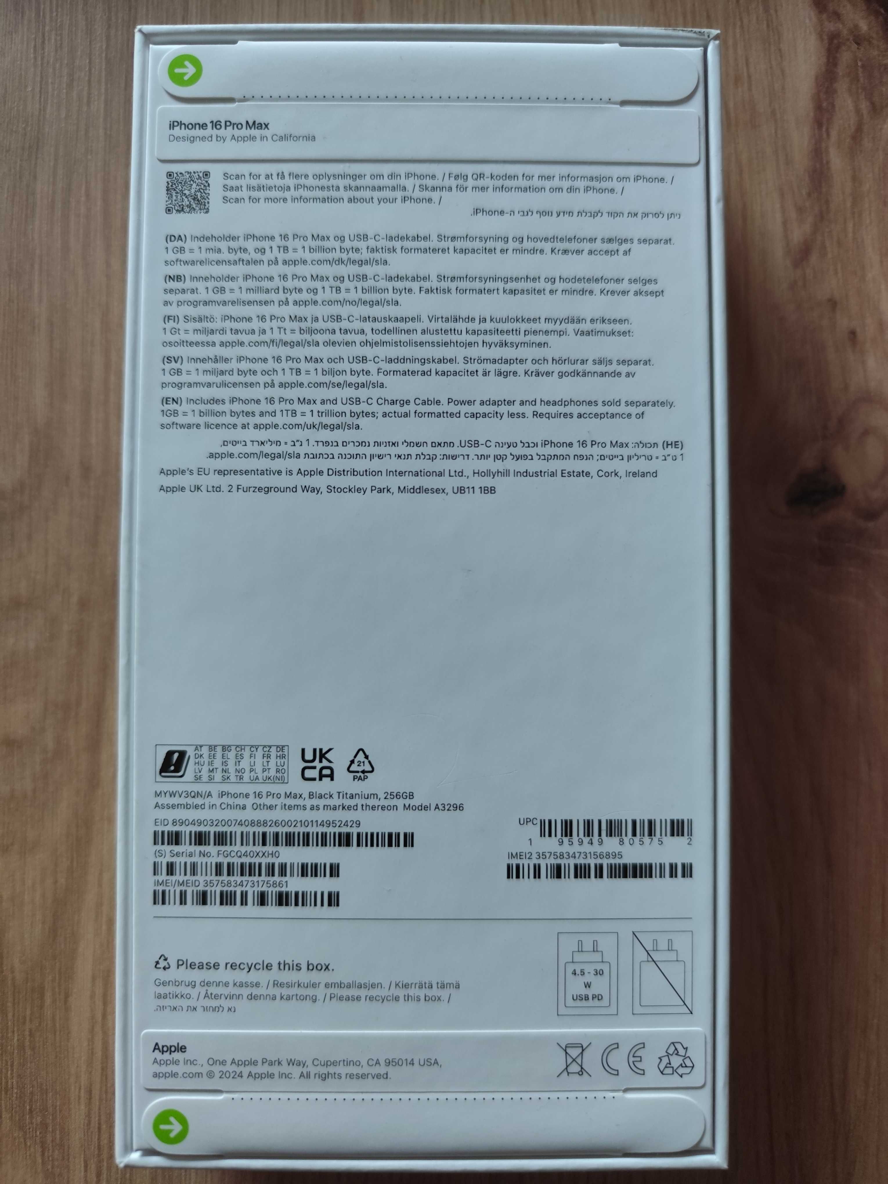 iPhone 16 Pro Max 256GB- Black Titanium