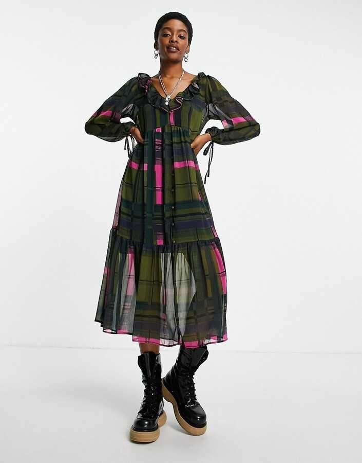 Новое платье Topshop с бирками длинное, зеленое хаки