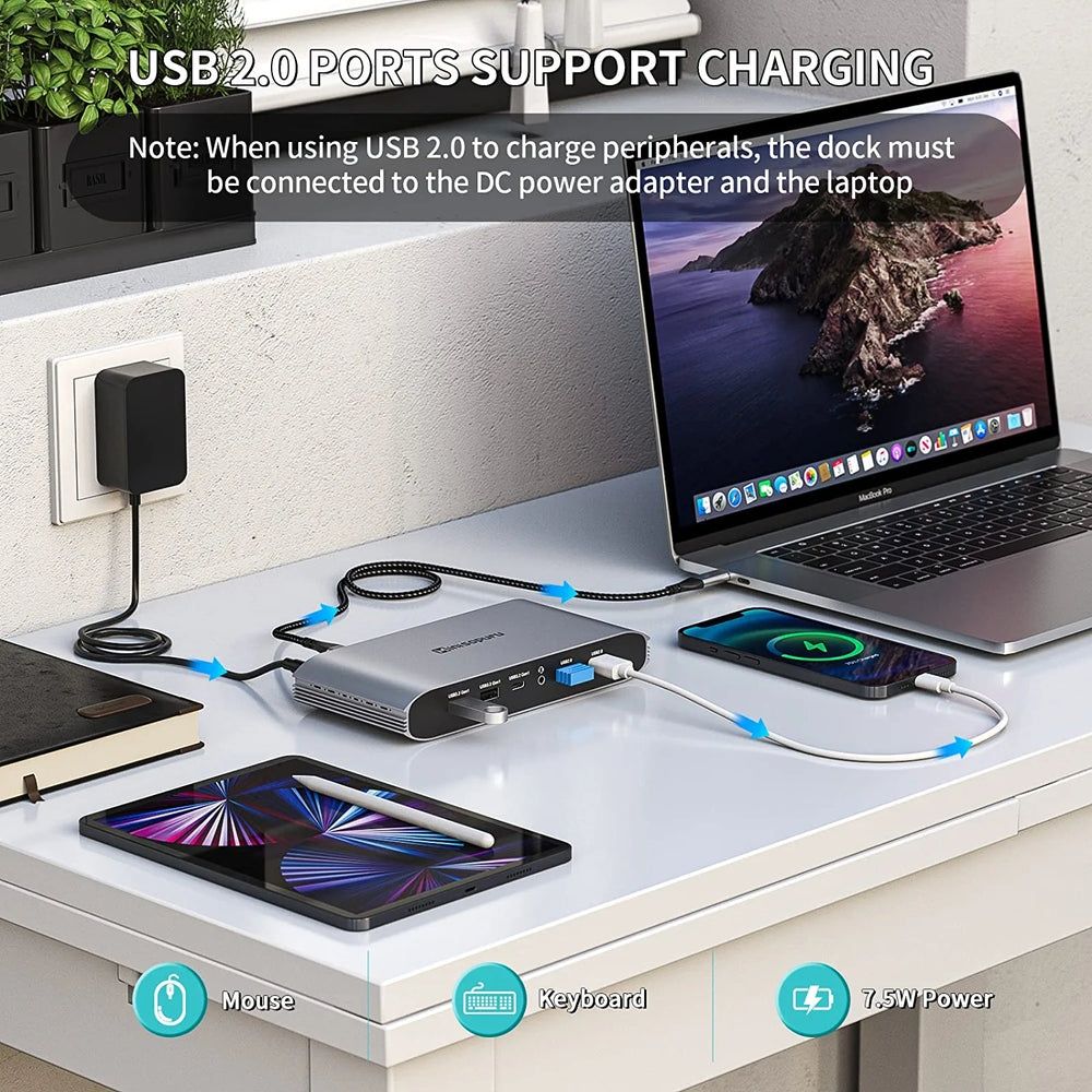 Minisopuru DS808 Док-Станция 4K 100Вт DispayLink / USB Концентратор
