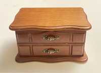 Stara szkatułka drewniana z lusterkiem szufladką na biżuterię vintage