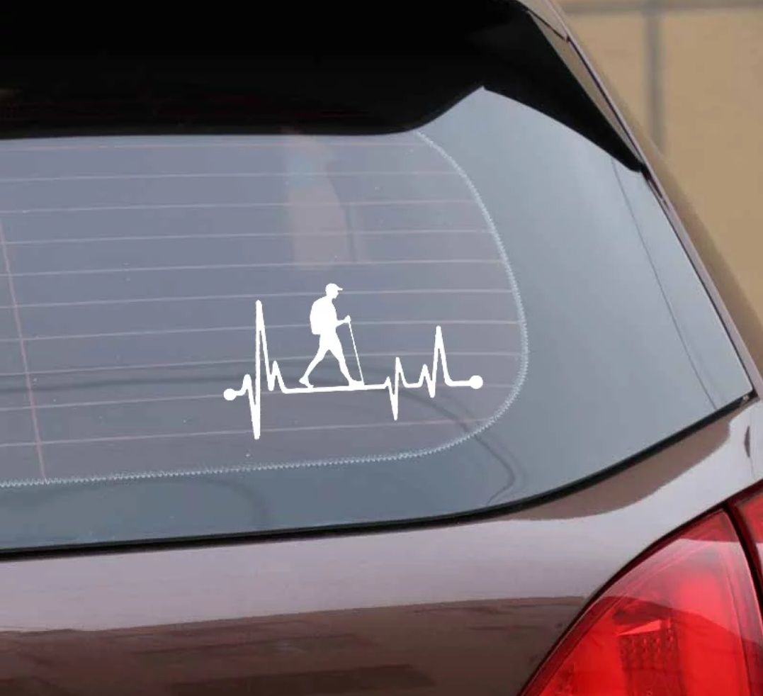 EKG TURYSTA - Linia życia - 16cm x 10cm - jasna  naklejka na auto