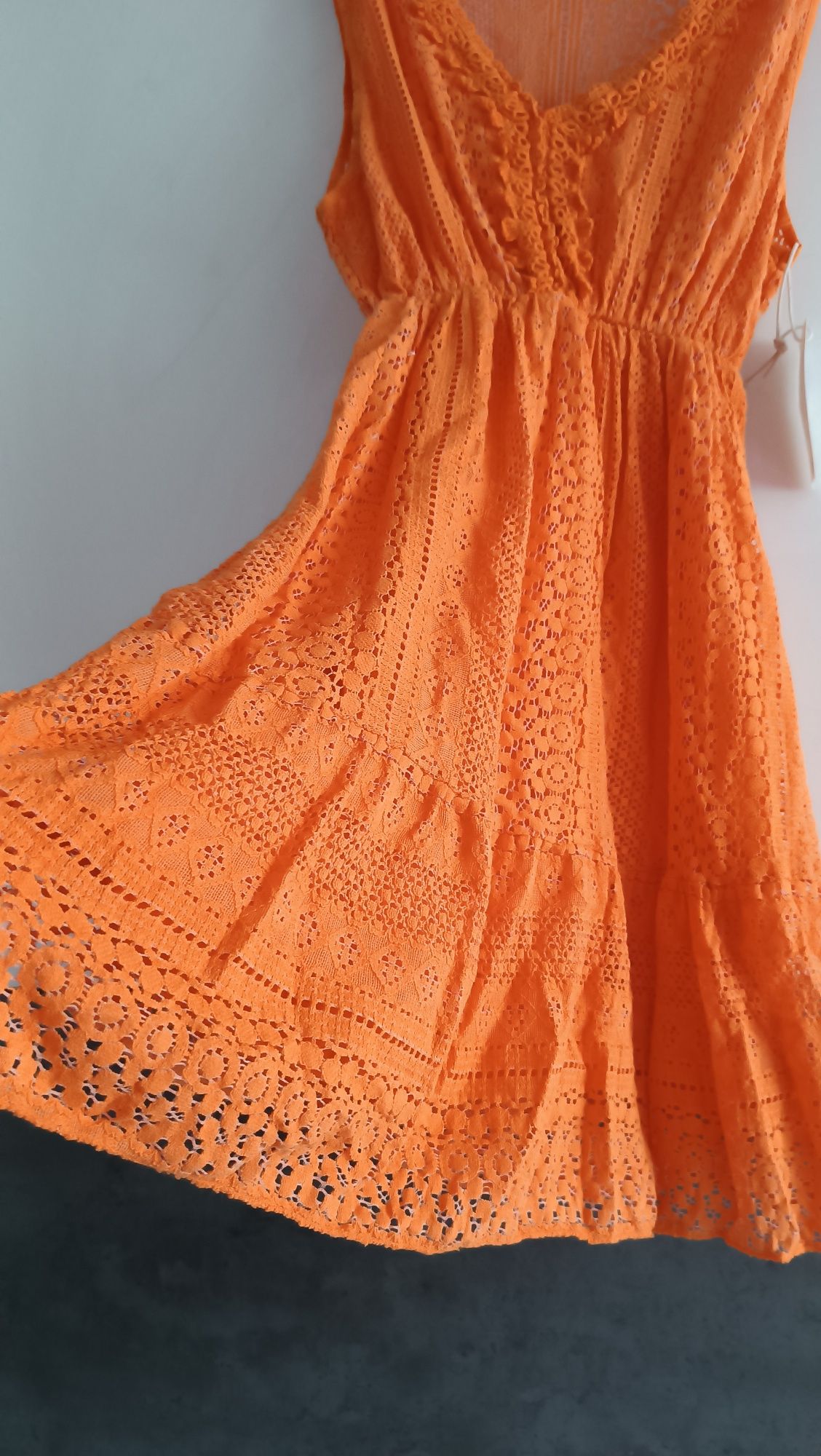 Nowa pomarańczowa sukienka boho S