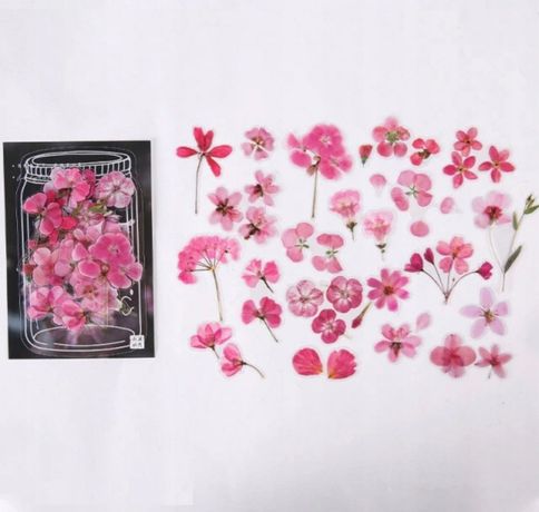 Naklejki dekoracyjne 40 sztuk kwiaty różowe w słoiku scrapbooking