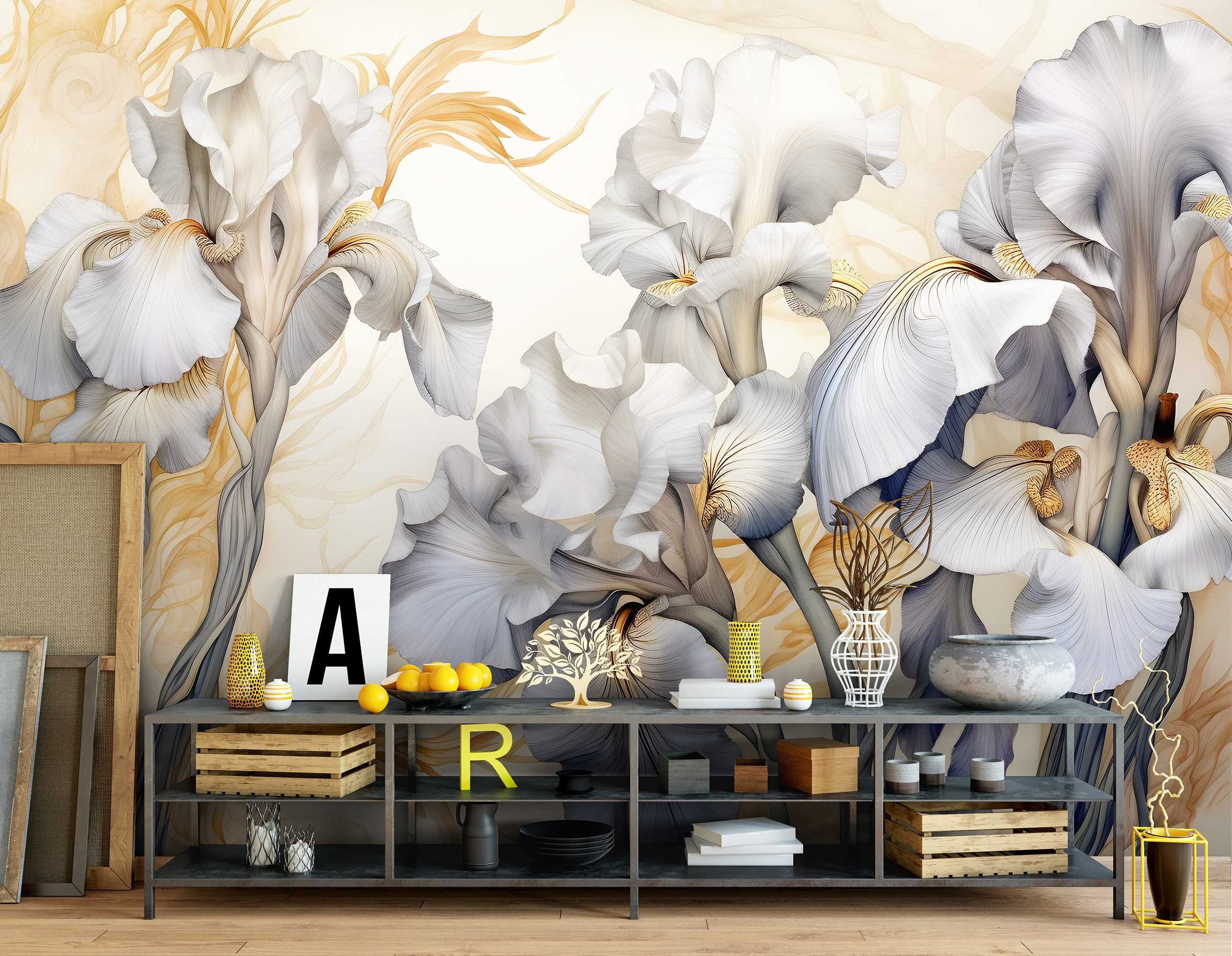 Fototapeta Kremowe Kwiaty Do Pokoju 3D Na Twój Rozmiar + KLEJ