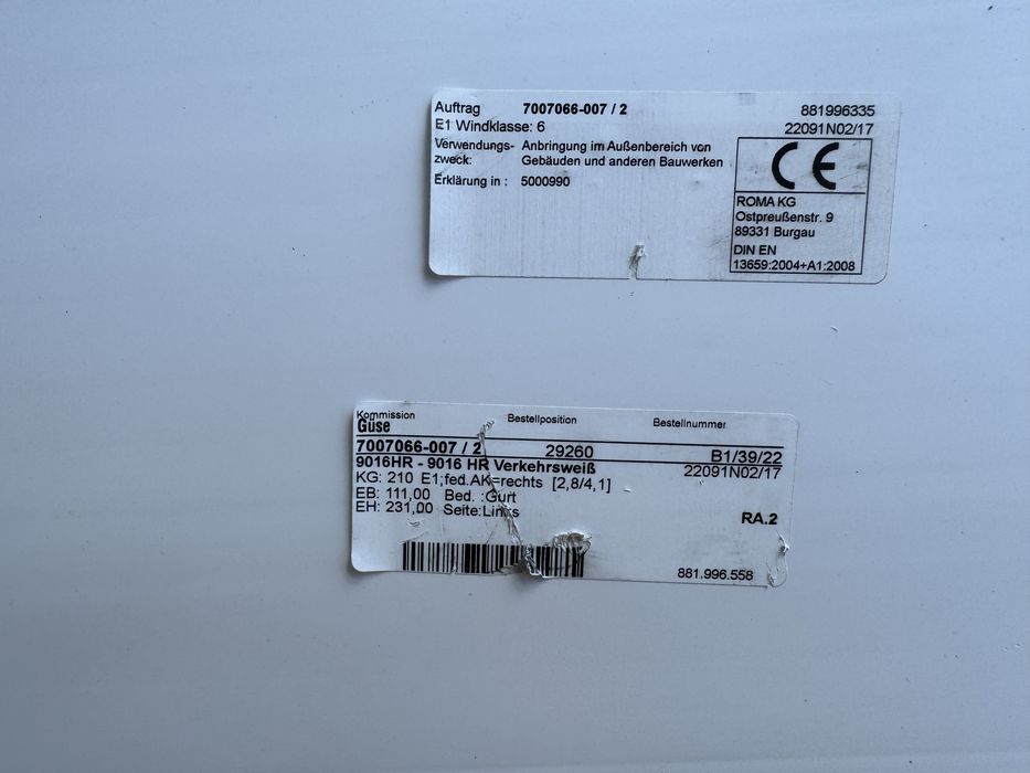 Nowe okno balkonowe VEKA 210x117cm z roletą zewnętrzną