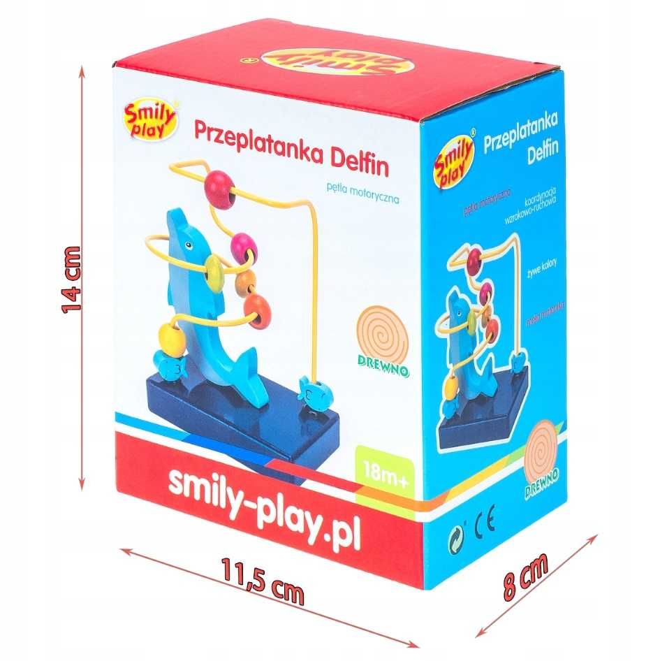 Przeplatanka edukacyjna drewniana dla dzieci DELFIN SMILY PLAY