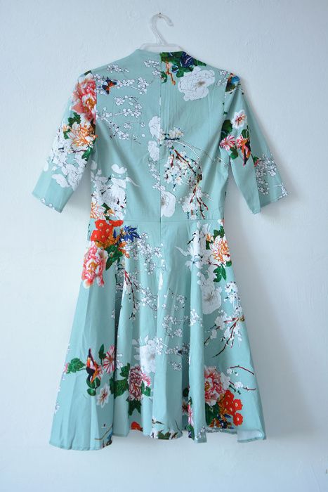 Miętowa Sukienka retro pin up vintage w kwiaty