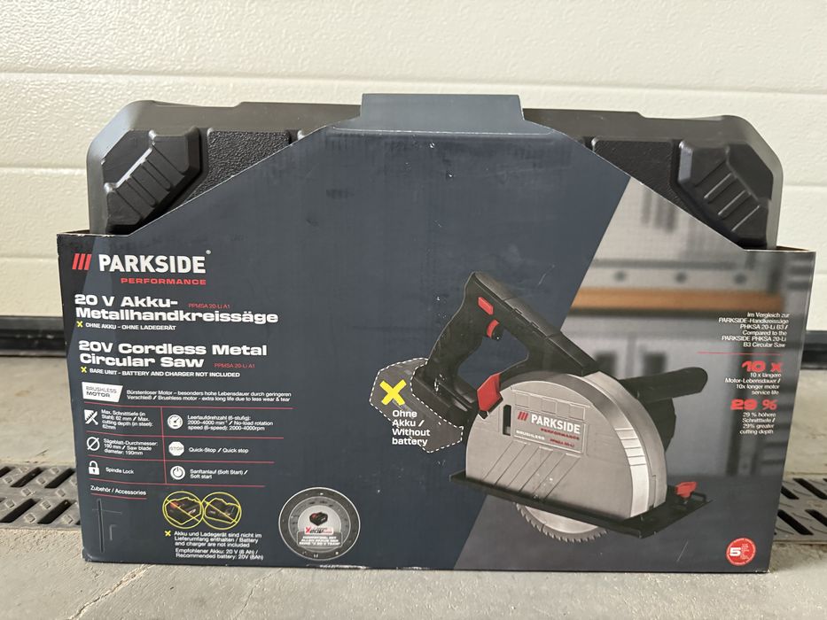 Parkside performance pila do metalu  PPMSA 20-Li A1  plus tarcza