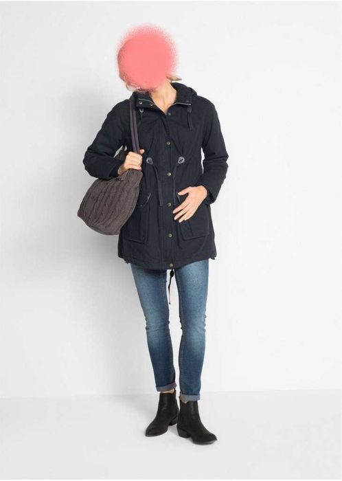 Kurtka ciążowa ocieplana z wkładką niemowlęcą 46 lub 48, z kapturem