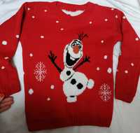 Новогодний рождественский свитер снеговик Олаф,9-10 лет