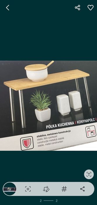 Półeczka kuchenna z drewna bambusowego.
(Dodatkowa przestrzeń do przec