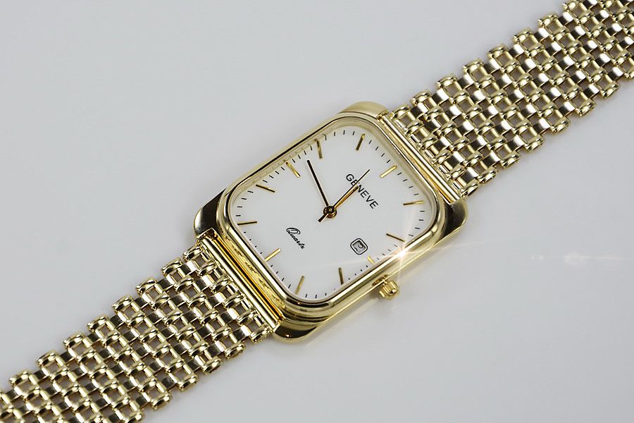 Złoty zegarek z bransoletą męski 14k włoski Geneve mw001ydw&mbw004y W