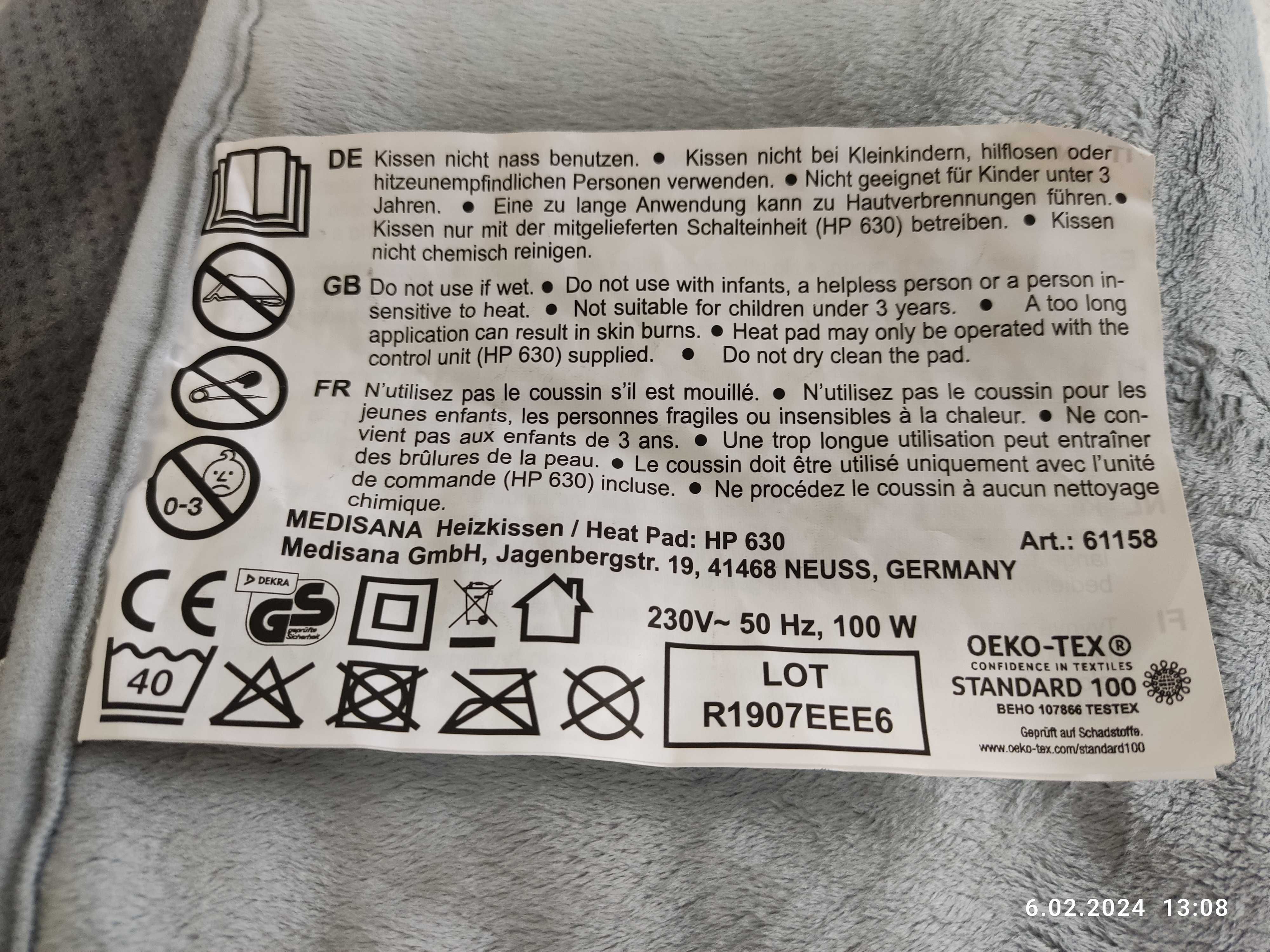 Poduszka elektryczna rozgrzewająca plecy i ramiona firmy Medisana