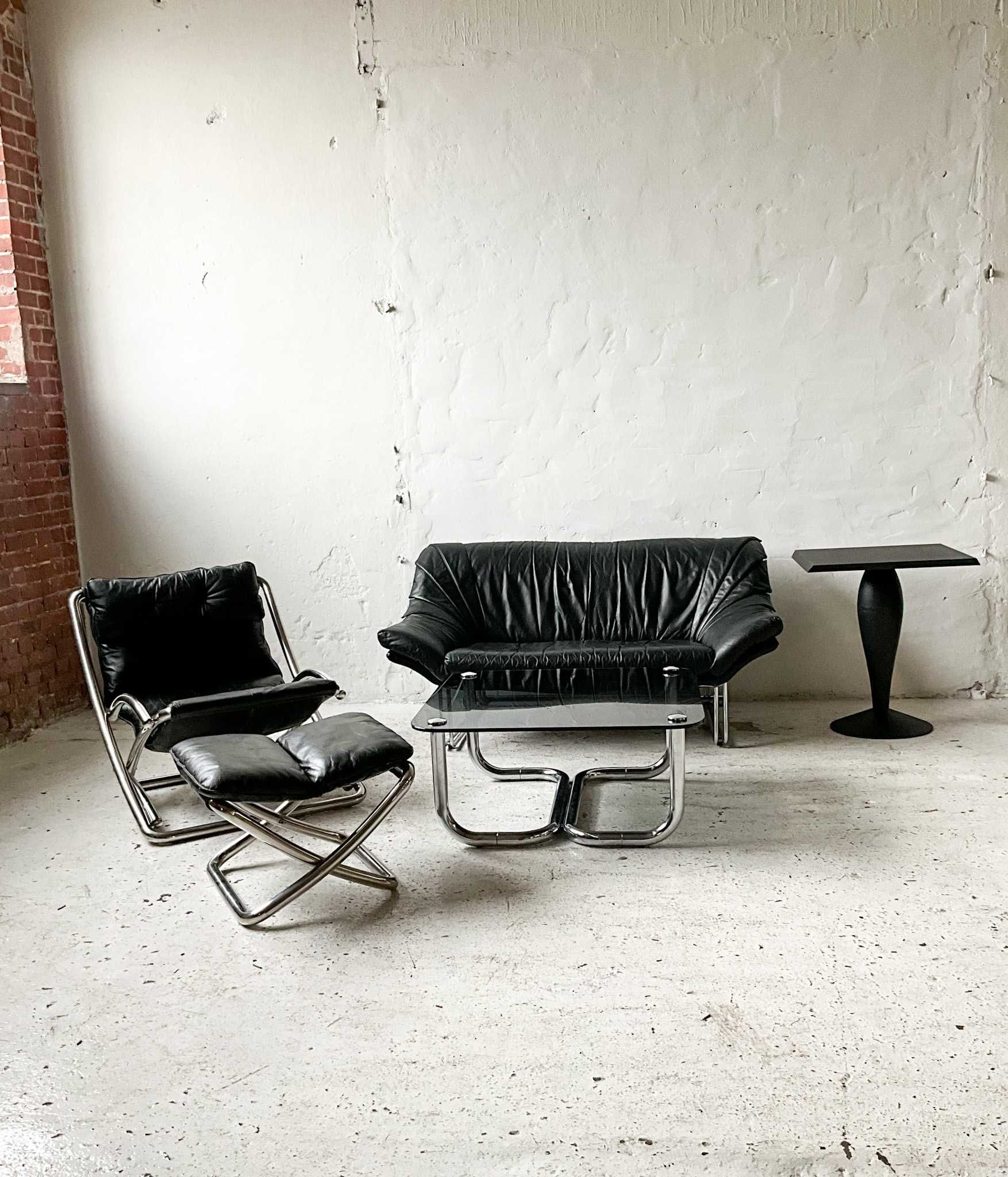 Stolik kawowy chrom szkło lata 80 vintage design
