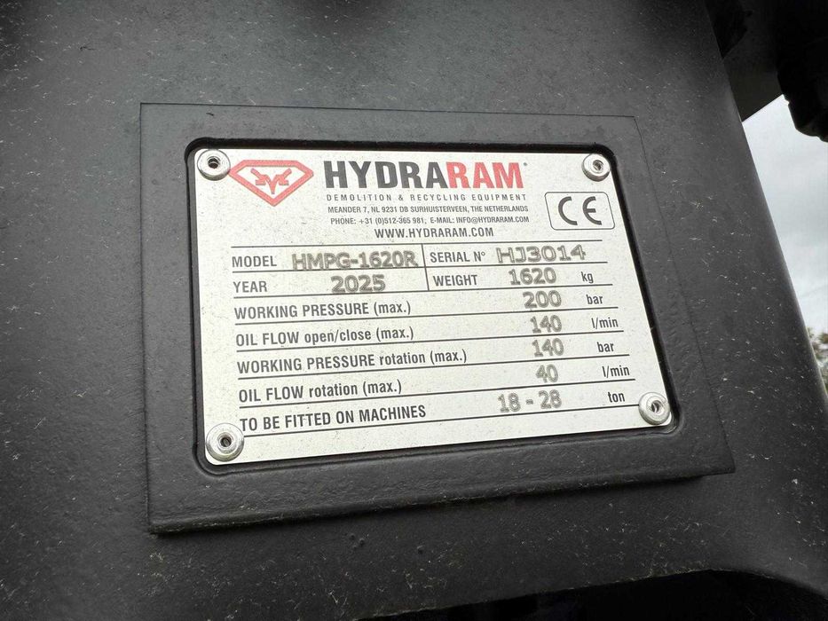 Chwytak hydrauliczny obrotowy wyburzeniowy 1620kg do koparki Hydraram
