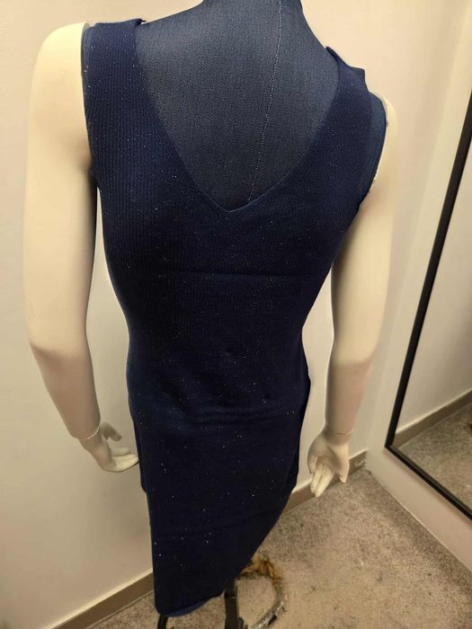 Damski Komplet Swetrowy Sukienka + Sweter Granatowy   S M