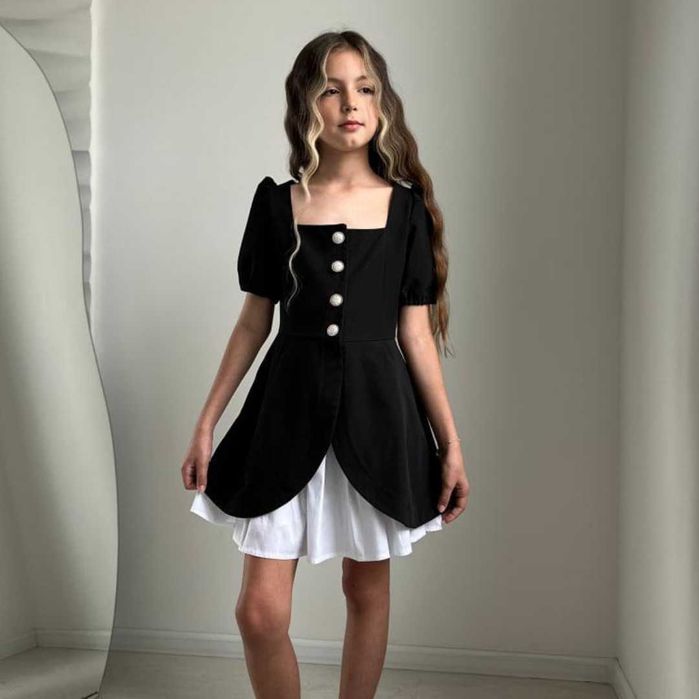 Сукня чорна для дівчинки підлітка в школу ошатна стильна підліткова