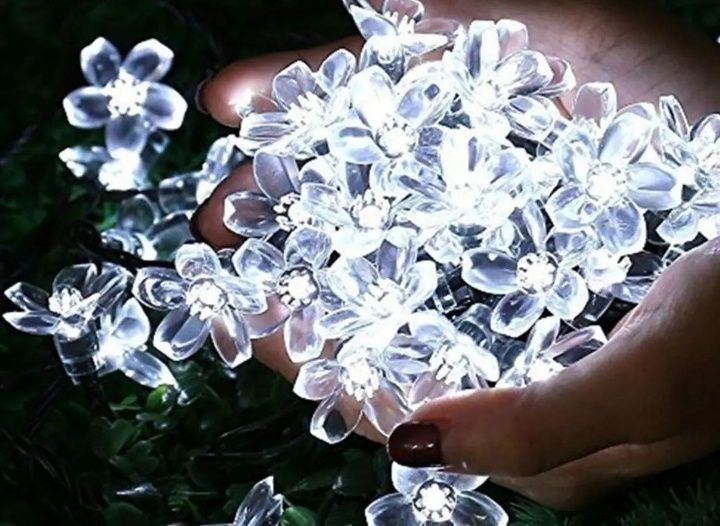 Гирлянда 9.5м 50 Led на солнечной панели сакура