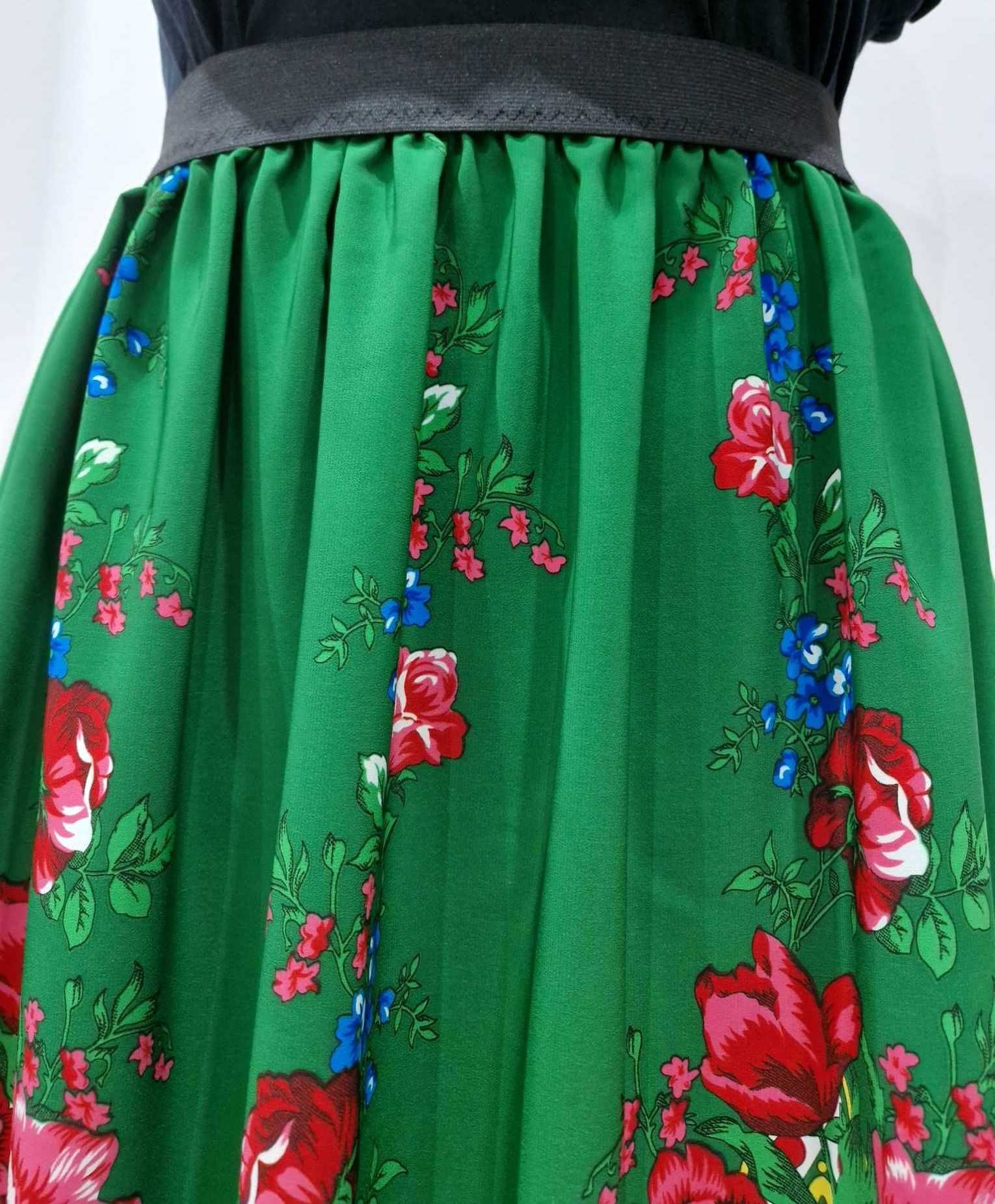 Spódnica ludowa, góralska zielona w kwiaty 2XL(44)
