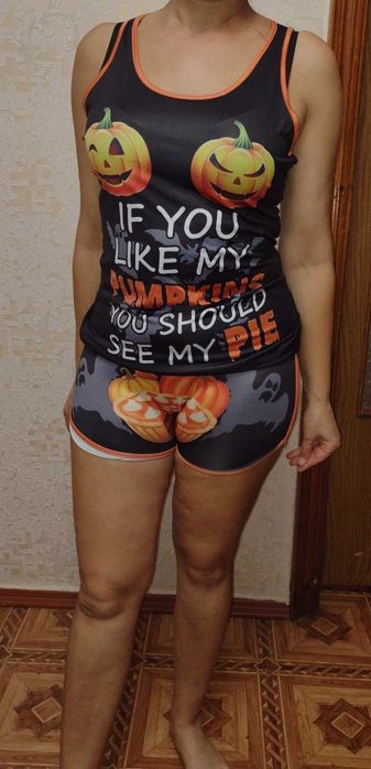 костюм шорти майка для дорослих з приколом  на Хелловін прикольний