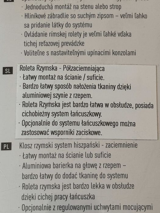 Nowe dwie rolety rzymskie, styl hiszpański, 60 x 180 cm