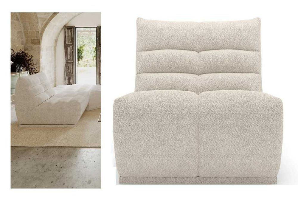 Nowoczesny fotel modułowy Jody beżowy bouclé 112x85x80cm SIA HOME