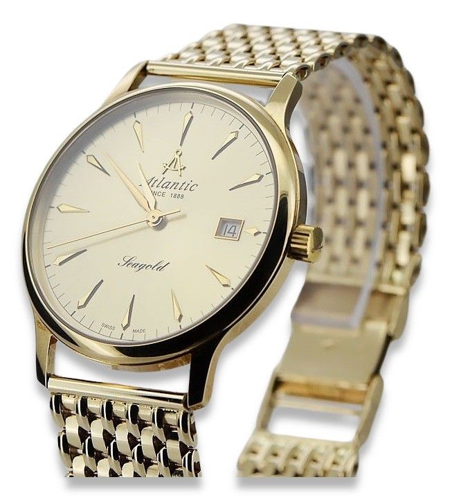 Złoty zegarek Atlantic 14k 585 z bransoletą męski Wrocław