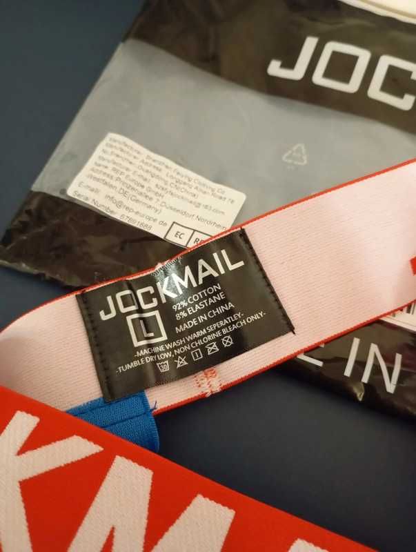 Męskie stringi z kolorowymi wstawkami jockstrap