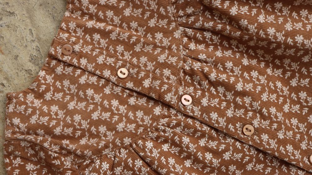 Sztruksowa bluzka Zara 62 cm karmelowa kwiaty jesienna