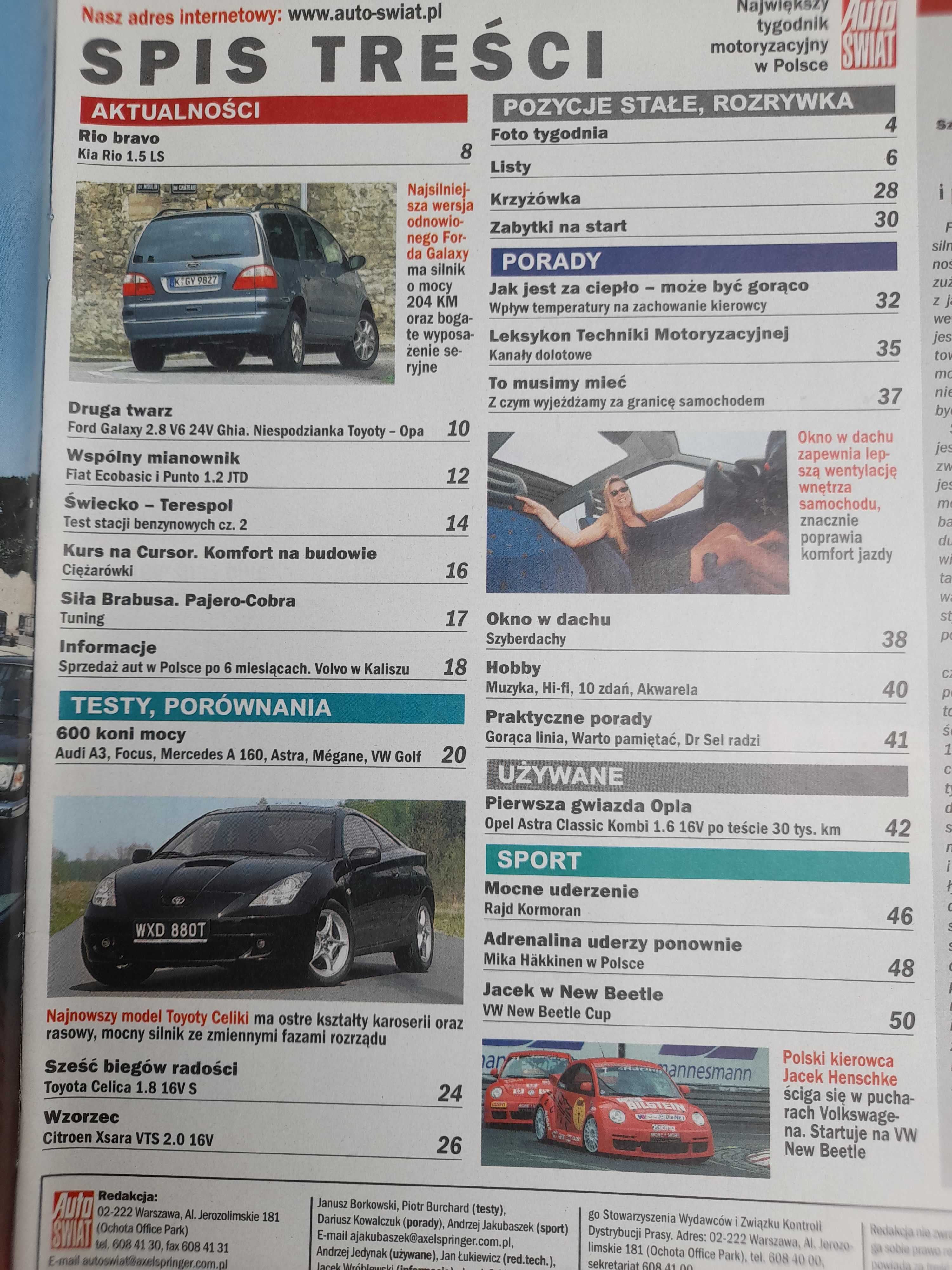 AŚ Astra Astra Classic Focus Celica Golf Megane Audi Galaxy rok 2000